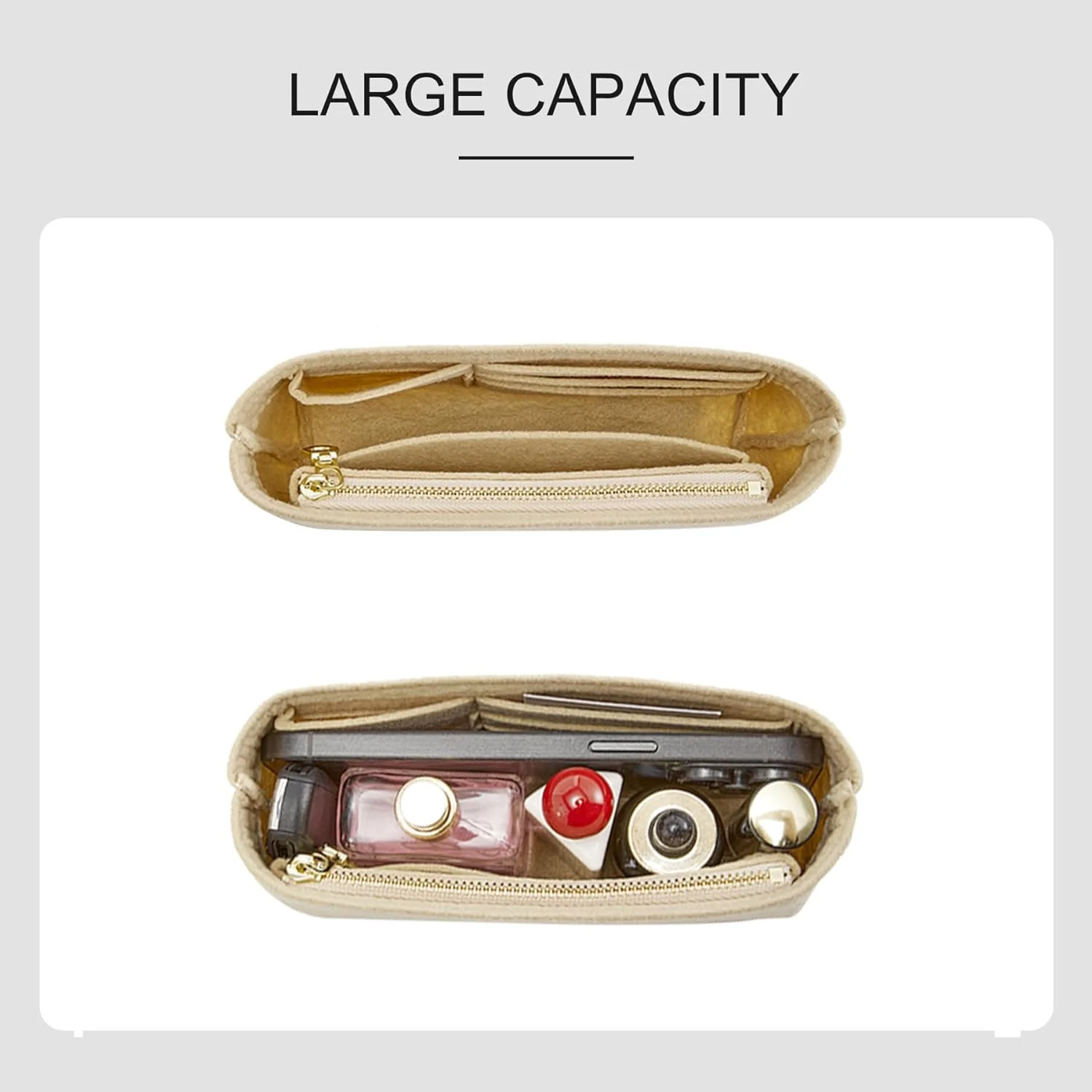 Bag Insert For LongChamp Mini Bag Organizer Felt Mini Bag Organizer for le pliage Green Pouch with Handle Small Handbag Shaper