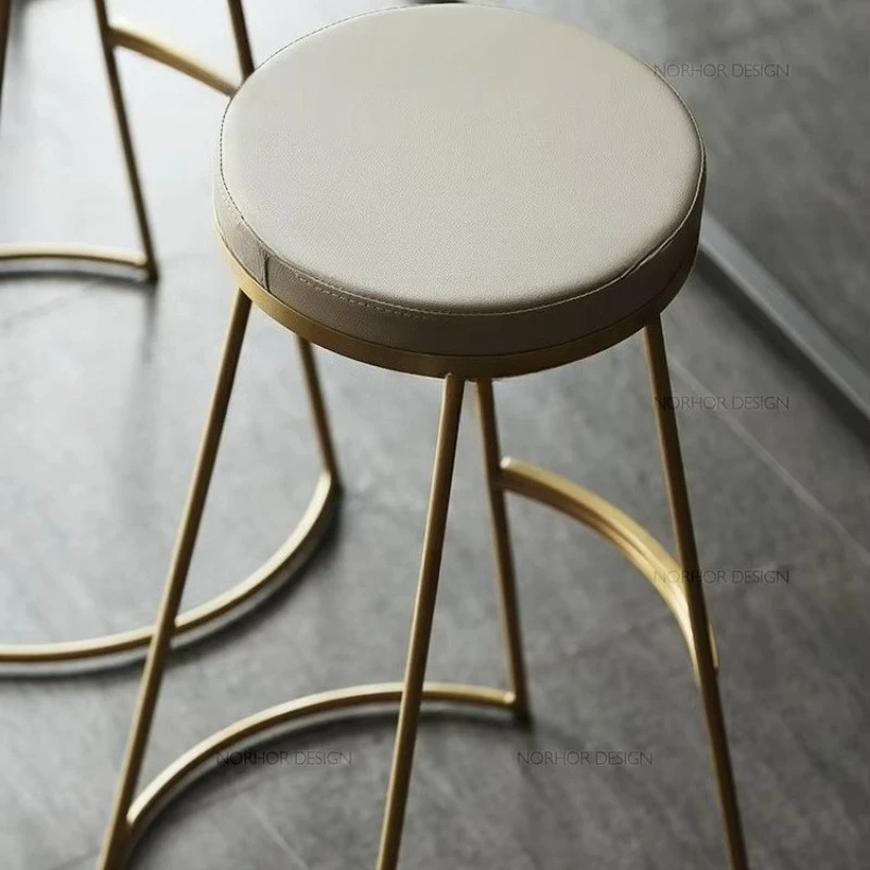 Nordic Iron Bar Stool Adjustable Swivel High Stool with Metal Frame for Home Pub Counter Golden Industrial Style‌