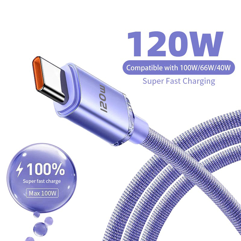 120 W USB Typ C Kabel Typ C auf Typ C Schnellladekabel USB C Schnelllade-Telefonkabel für Samsung Xiaomi Huawei Realme