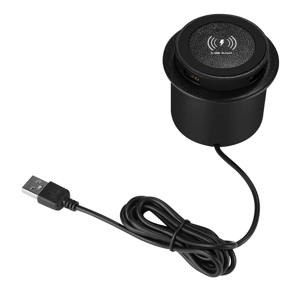 Carregador sem fio rápido de 10 W - Carregador sem fio rápido incorporado de mesa com porta USB universal para smartphone