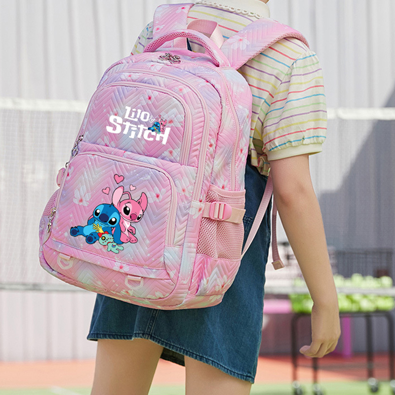 Stitch Durable Backpack, Fashionable Color Contrast Zipper, Ideal for School & Travel Essentials, Gift Bag, Travel Daypack