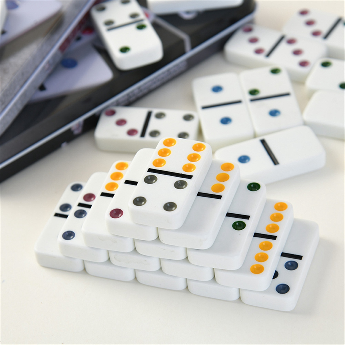BAAU Ivory Domino Set, Domino Bordspel, Ouder-kind Interactief Schaken en Kaarten Zwarte Verpakking