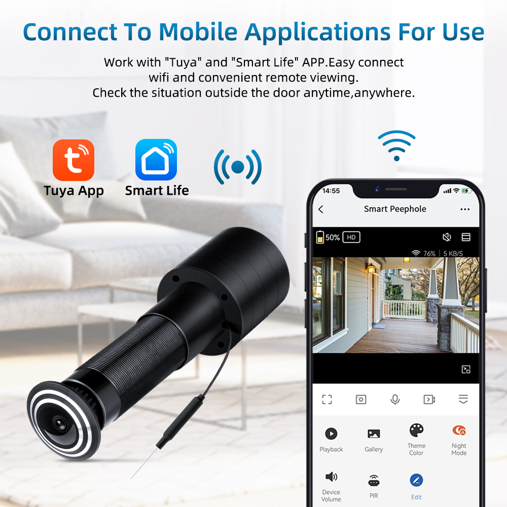 Tuya-スマートビデオのぞき穴カメラ,wifi,モーション検出,ドアビューア,ビデオアイ,ワイヤレスインターホン,ホームセキュリティ,自動記録,2.4g,5g