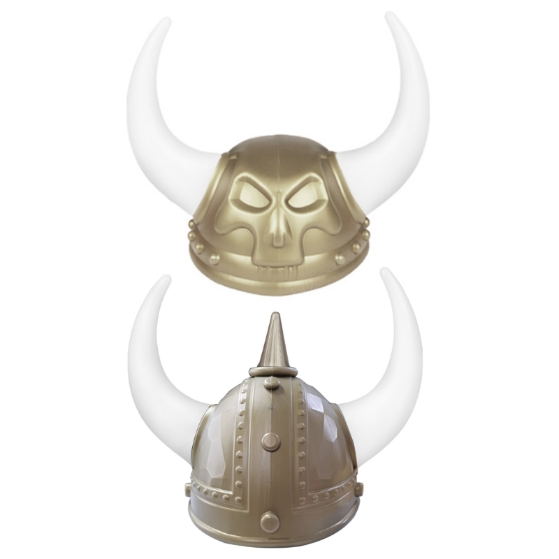MedievalWarrior ヘルメット帽子 大人のテーマパーティー用 バイキングヘルメット ホーン付き ステージパフォーマンスパーティー用 小道具 ロールプレイ用