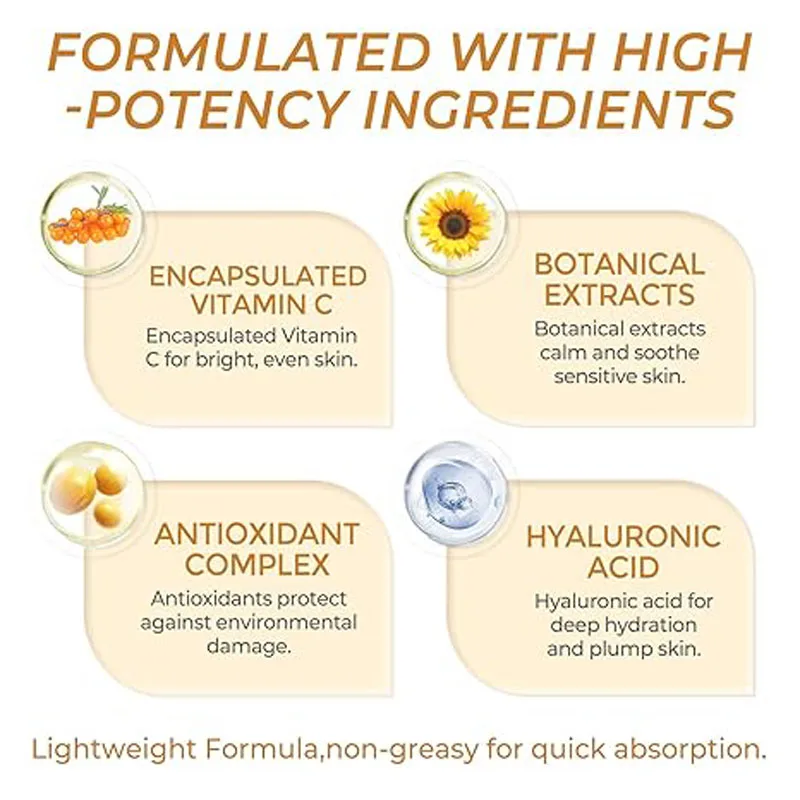 Tiefe Vitamin-C-goldene Kapsel, feuchtigkeitsspendende Gesichtsfeuchtigkeitscreme, antioxidativer Schutz, leichte tägliche Hautpflege