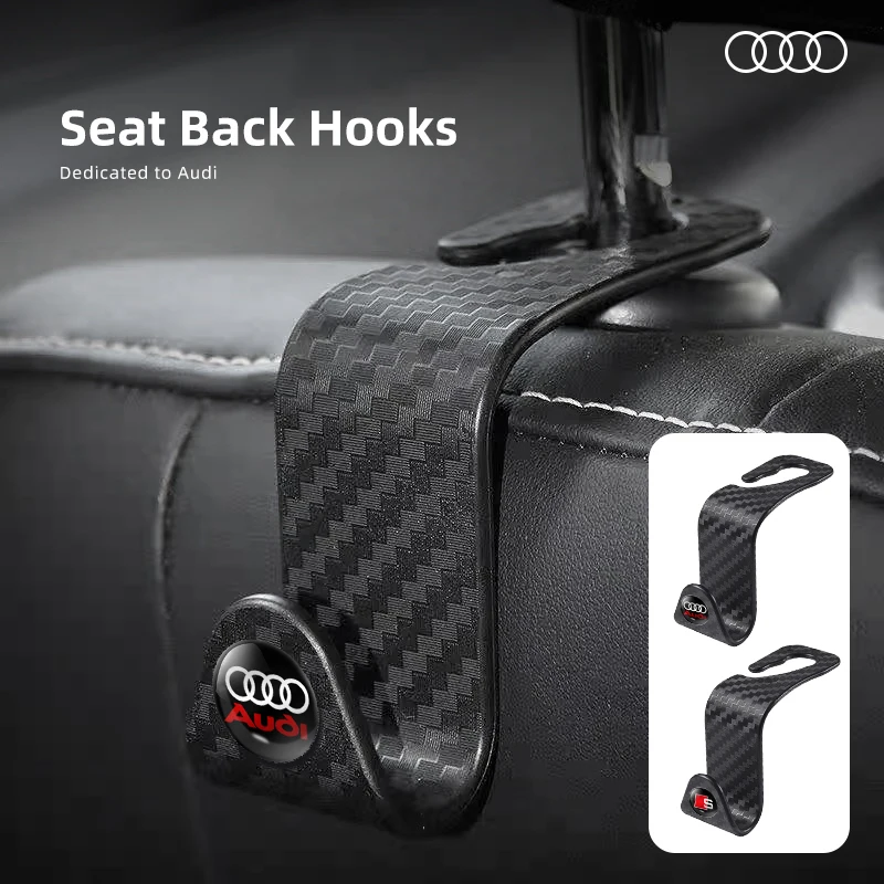 Gancho para reposacabezas de asiento de coche de fibra de carbono, soporte organizador para asiento trasero de coche para Audi Sline A3 A4 B8 8P B9 8V B6 A5 B7 A1 A6 C6 Q3 Q5 C7