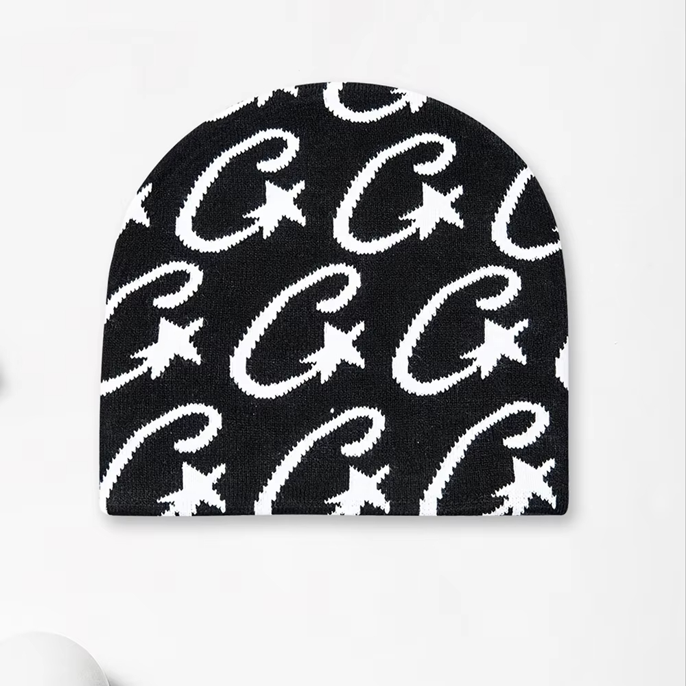 Fashionable Hip-Hop hat for women, Jacquard knitted hat with winter star pattern, warm hat for outdoors, suitable for Christmas