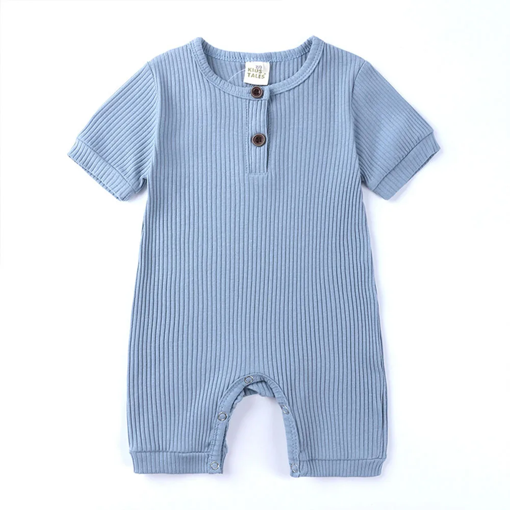 New Spring and Autumn Short sleeved Baby Bodysuit Customized Embroidered Name Solid Color Baby Creeper Personalized Newborn Body