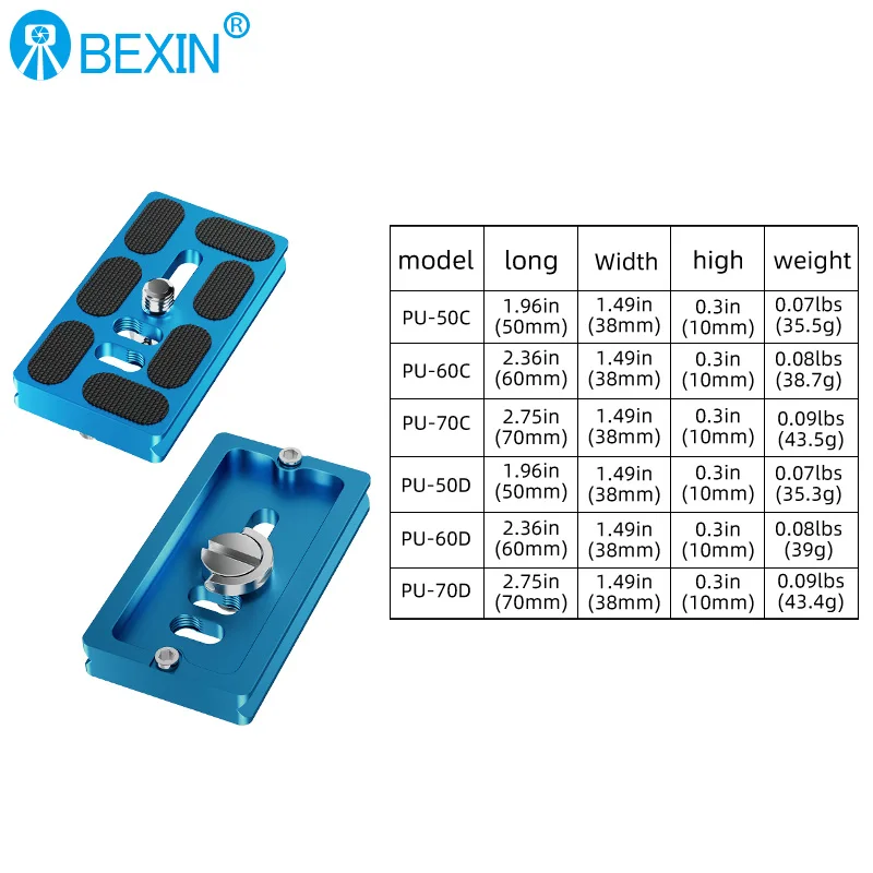 BEXIN Universal Tripod Plate Quick Release Plate Camera Quick Clamp PU Plate for Dslr Camera Arca Swiss Ballhead Tripod