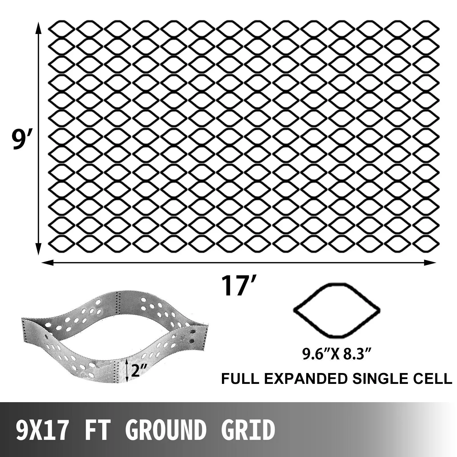 2 inch Geogrids Thick Gravel Ground Grid Geo Grid Driveway Stabilization Grid Geocell Permeable Pavers 9ft x 17ft