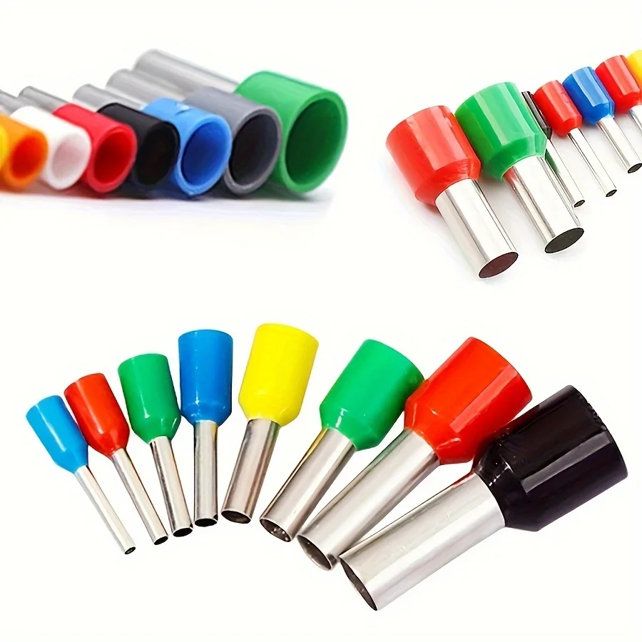 100PCS ไฟฟ้าหลอดเทอร์มินัลชุด VE Tubular Block ปลายสายไฟตัวเชื่อมต่อสายเคเบิลเชื่อมต่อสายไฟ