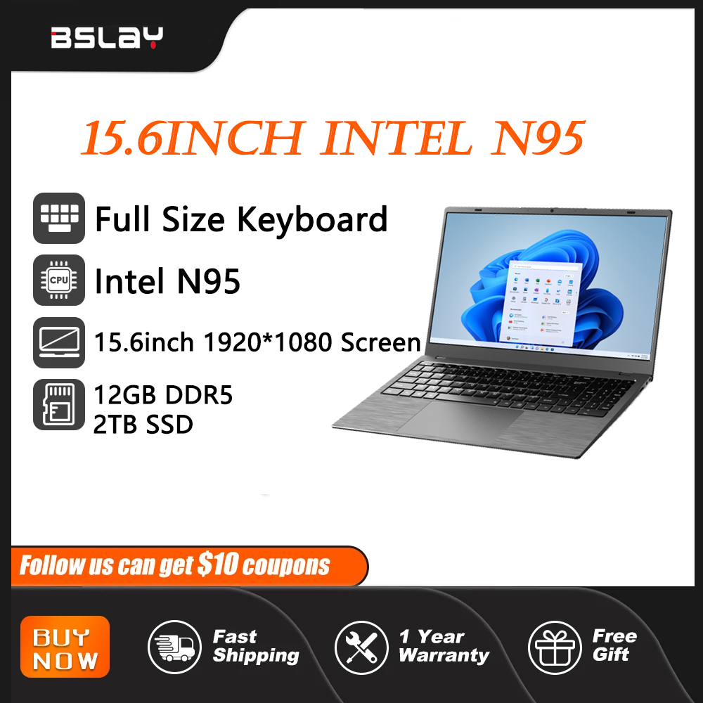 Laptop 15,6 cala Intel N95 12 GB RAM 2 TB SSD DDR5 3,4 GHz Odblokuj odcisk palca Kamera HD 4 rdzenie 4 wątki Wifi 5G Przenośny нетбук