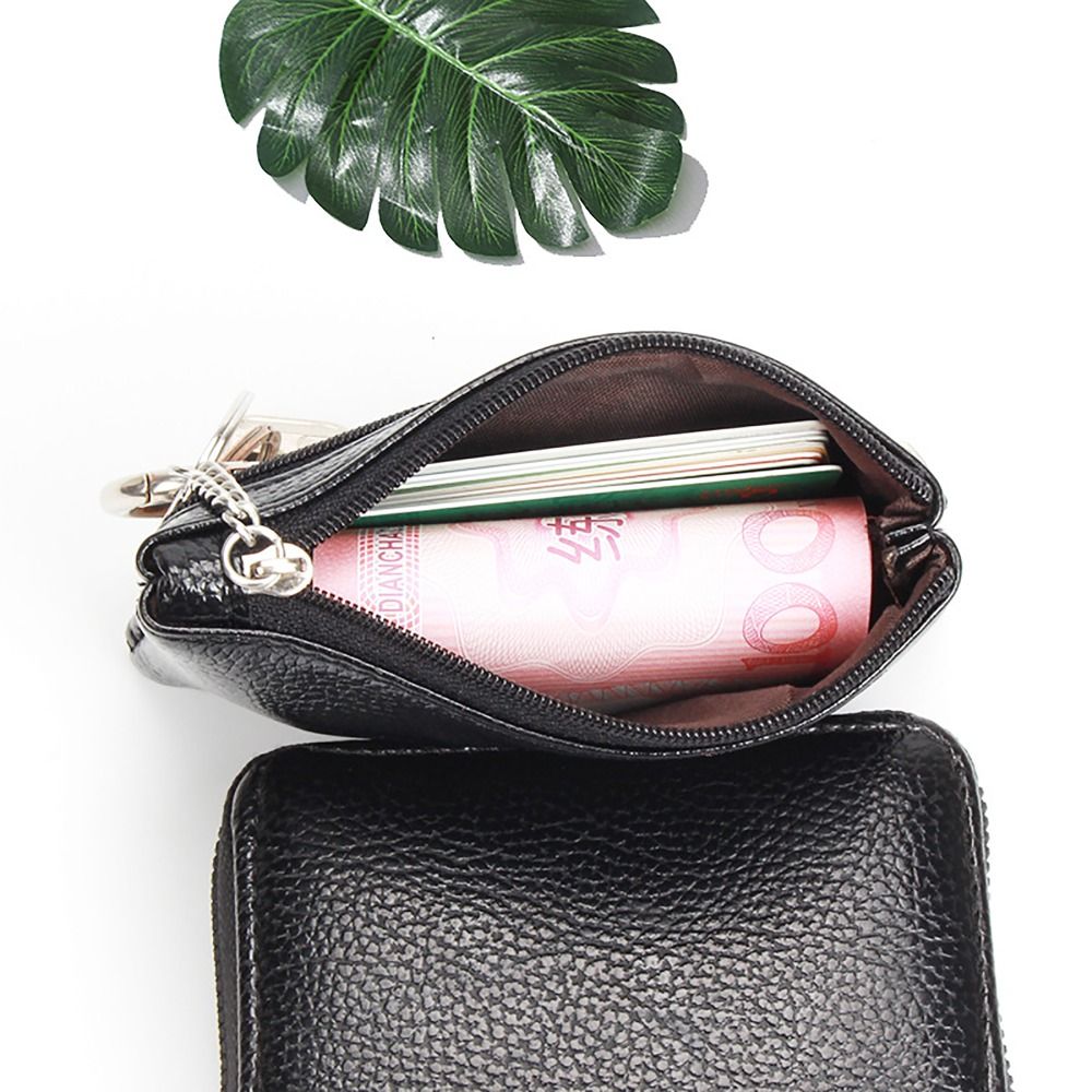 PU Leather Money Coin Purse 2024 New with Key Ring Waterproof Pocket Purse Zipper Wear-resistant Credit Card Holoder Male