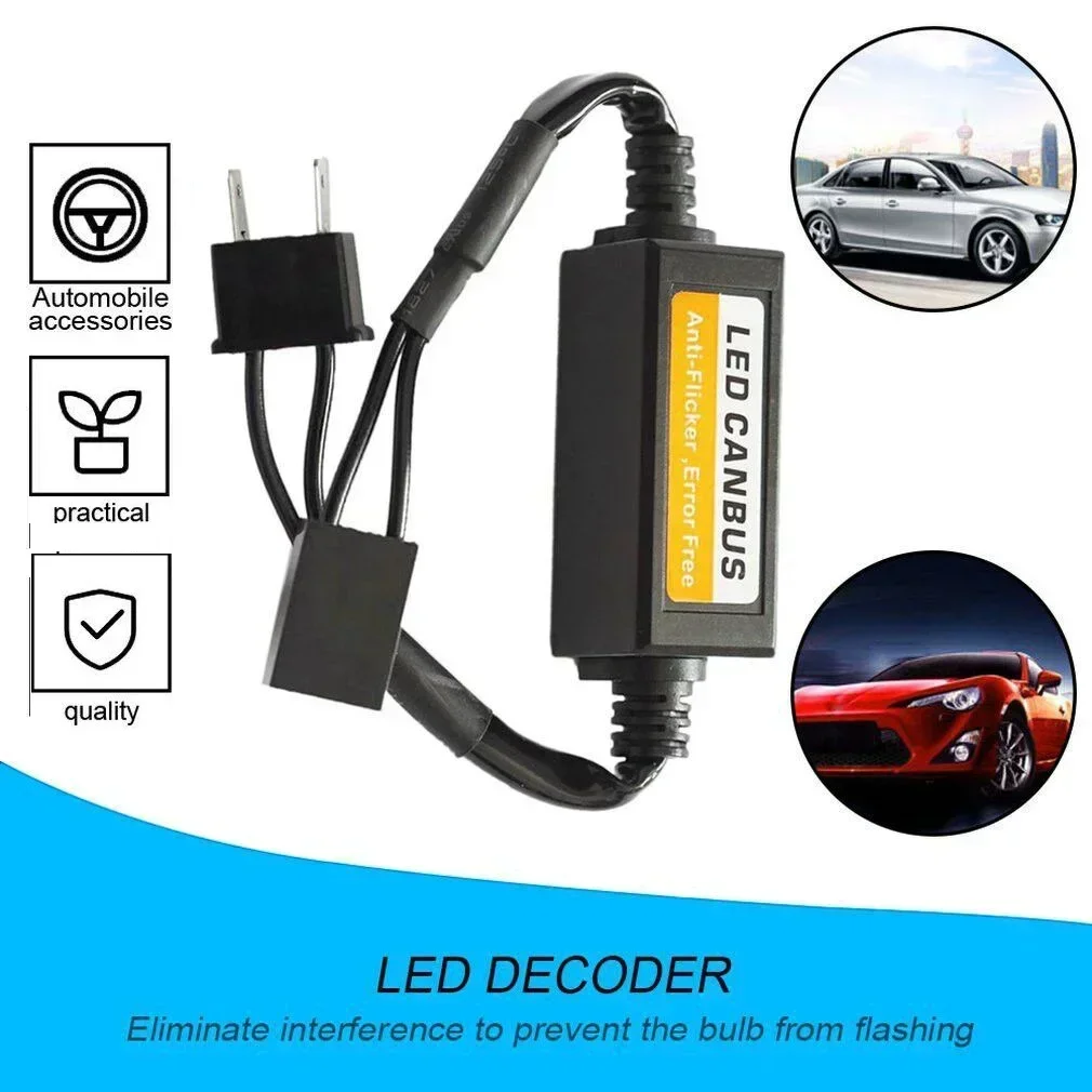 Décodeur LED automobile H1/H4/H7/H11/9005/9006, noir, Anti-scintillement, décodeur Canbus, éliminateur de défauts, accessoire automobile, 1/4 pièces