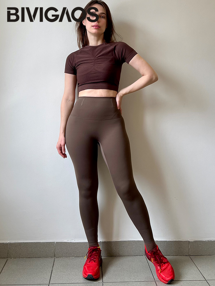 Bivigaos-女性のためのシームレスなタイトフィットスポーツレギンス,新しい春と夏のコレクション,スリム,タイト,ハイウエスト