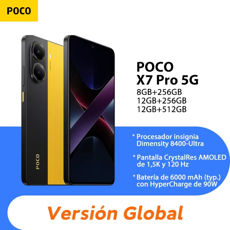 【Marca +】POCO X7 Pro Smartphone Dimensity 8400-Ultra 6000mAh 90W HyperCharge Pantalla AMOLED de 6,67" NFC Xiaomi HyperOS 2