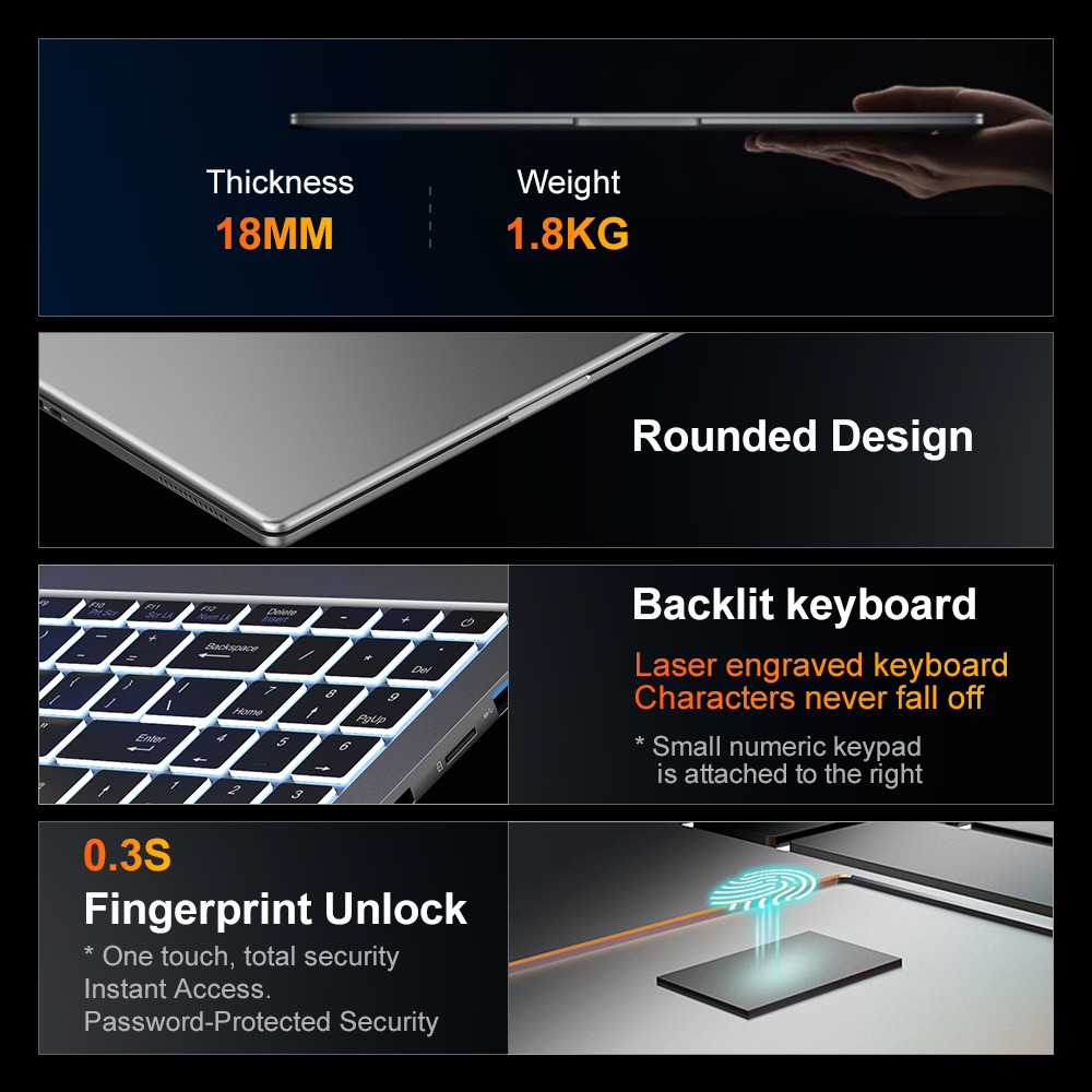 Ninkear A15 Pro Laptop AMD Ryzen 5 7430U 16 inch 120 Hz 2560*1600 Scherm 16 GB 1 TB Vingerafdruk Ontgrendelen Notebook Computer