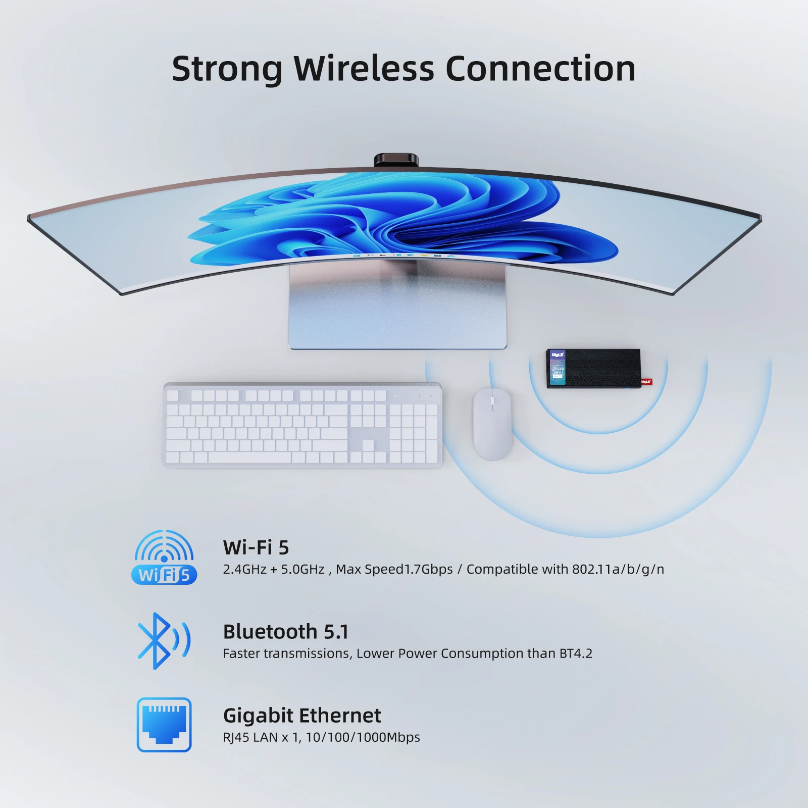 MeLE Fanless Mini PC Stick N100 8GB 128GB 256GB , Mini Computer Dual HDMI, WiFi5 Gigabit Ethernet, USB Type-C PD3.0 PCG02 Pro
