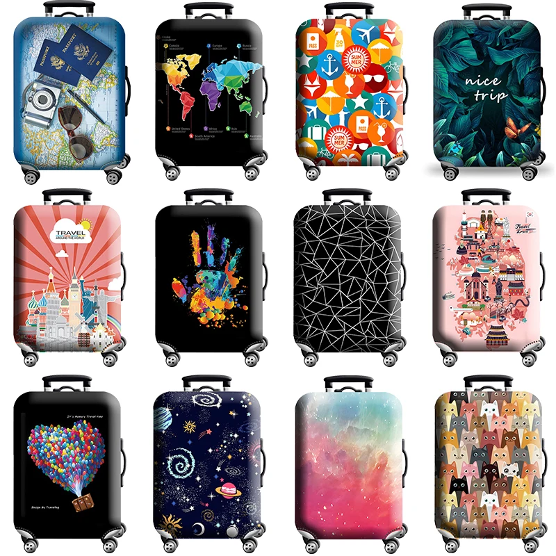 Tecido elástico Bagagem Capa, Mala Protector, Poeira Case, Travel Organizer, Adequado para 18-32 Polegada