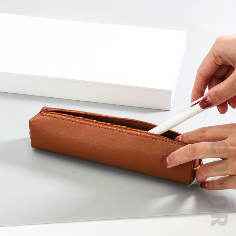 1pc mini bolsa de lápis de maquiagem, estojo de lápis de couro sintético premium: a combinação perfeita de moda e função