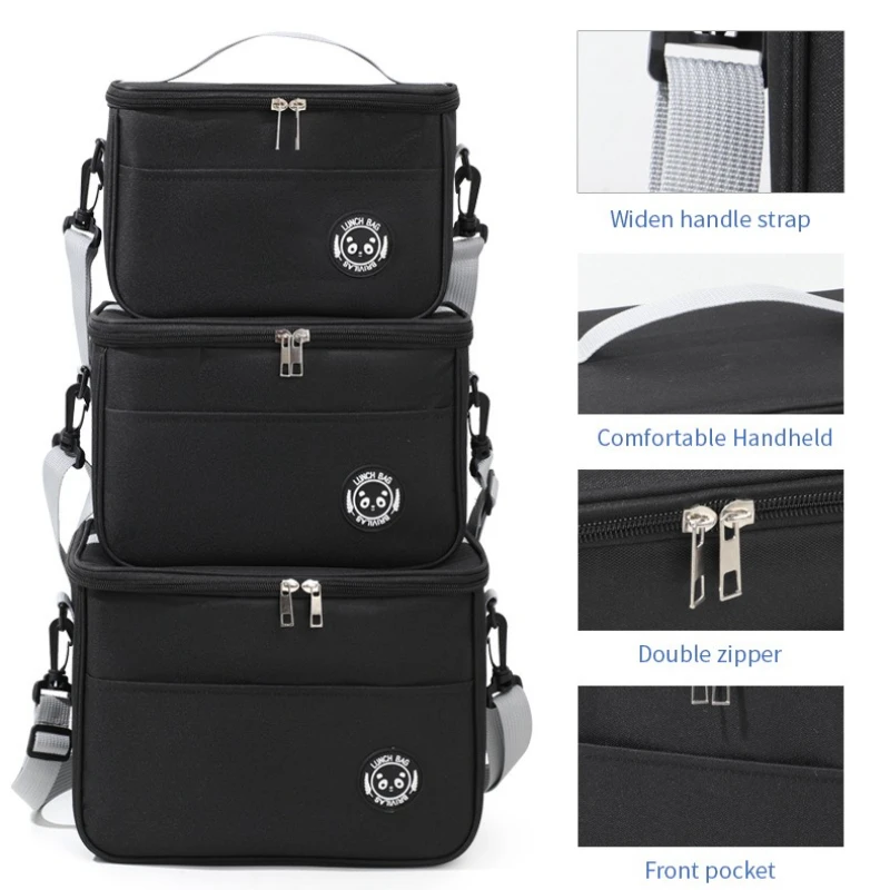 Capacità tenuta in mano con borsa termica con tracolla, borsa per il pranzo, borsa per il pranzo impermeabile ispessita per studenti.