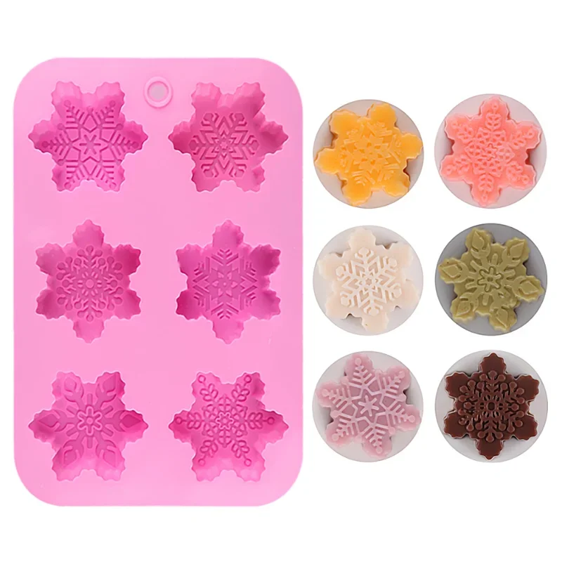 3D Christmas Snowflake ซิลิโคนเทียนแม่พิมพ์ DIY Handmade สบู่ช็อกโกแลตเค้กตกแต่งเบเกอรี่แม่พิมพ์ Christmas Party ของขวัญ