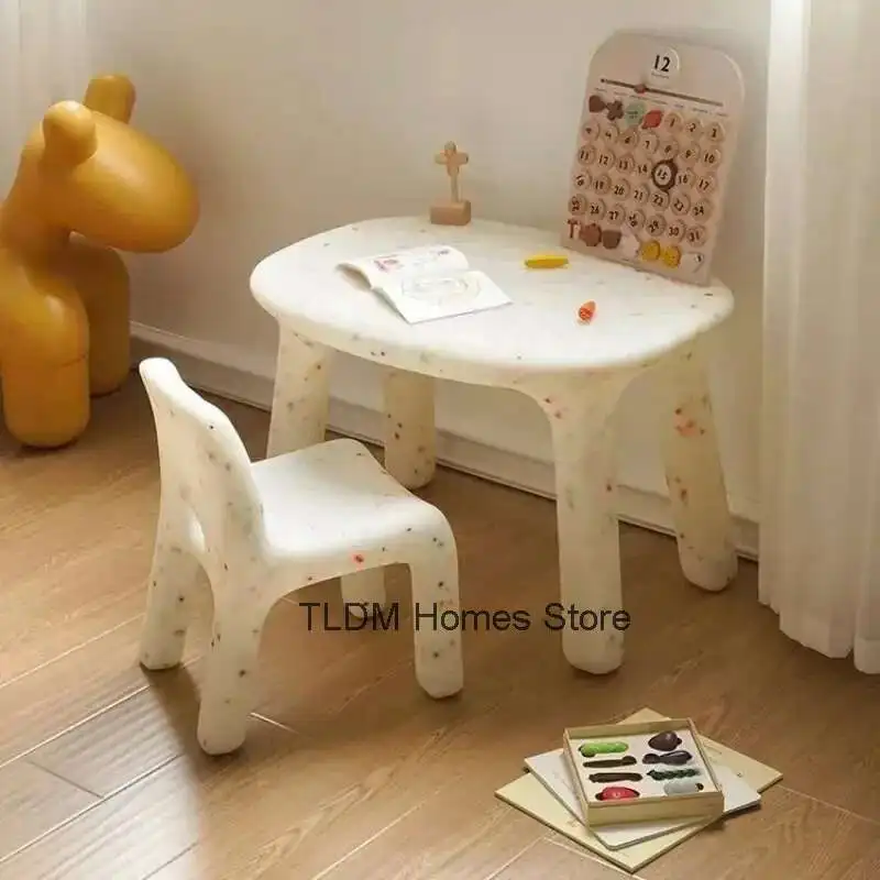 Juego de mesa y sillas de estudio de plástico para niños, mesa, silla, taburete, mesas resistentes y duraderas de plástico para guardería