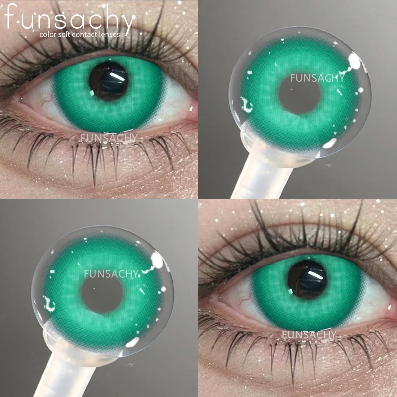 FUNSACHY 1 คู่ที่มีสีสันคอสเพลย์คอนแทคเลนส์สําหรับตาสีแฟชั่นสีชมพูคอนแทคเลนส์สีเขียวเครื่องสําอางค์นักเรียนรายปีเลนส์สีแดง