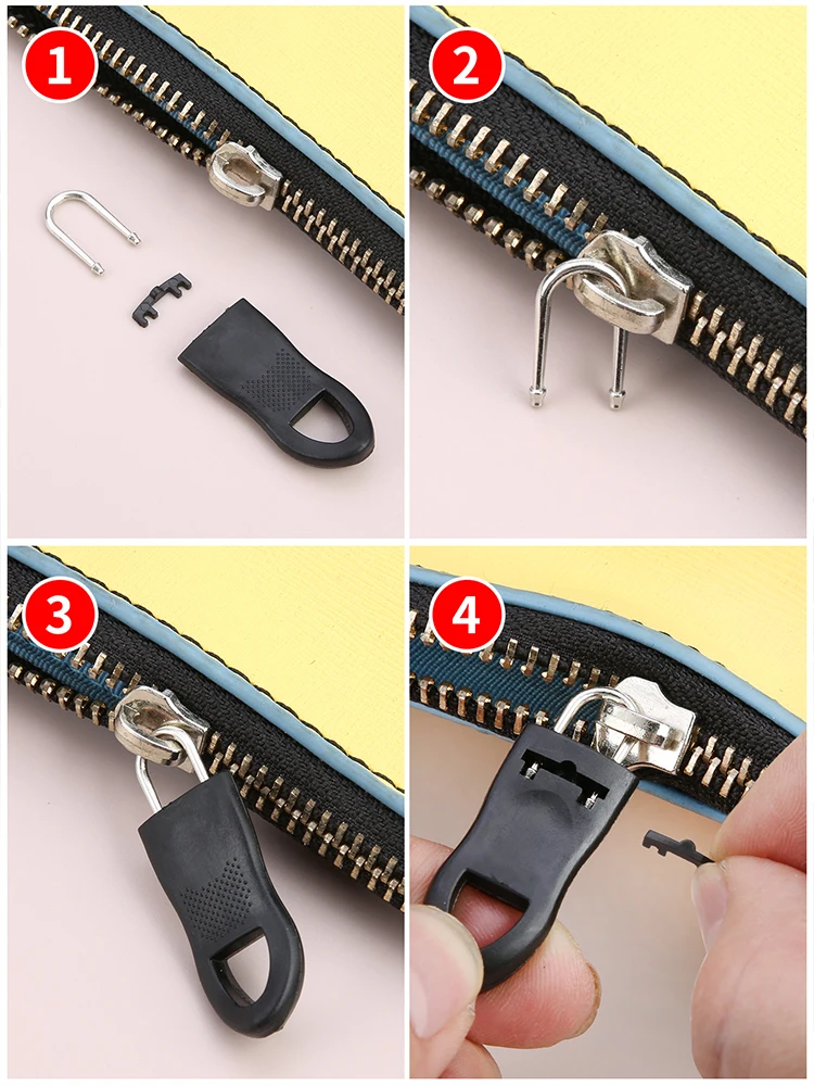 8/10pcs เปลี่ยนหัวซิปเครื่องมือ-ฟรีซิปแบบถอดได้ PULLER สําหรับกระเป๋าเดินทางกระเป๋านักเรียน End Fit เชือกแท็กเสื้อผ้า ZipFixerBroken