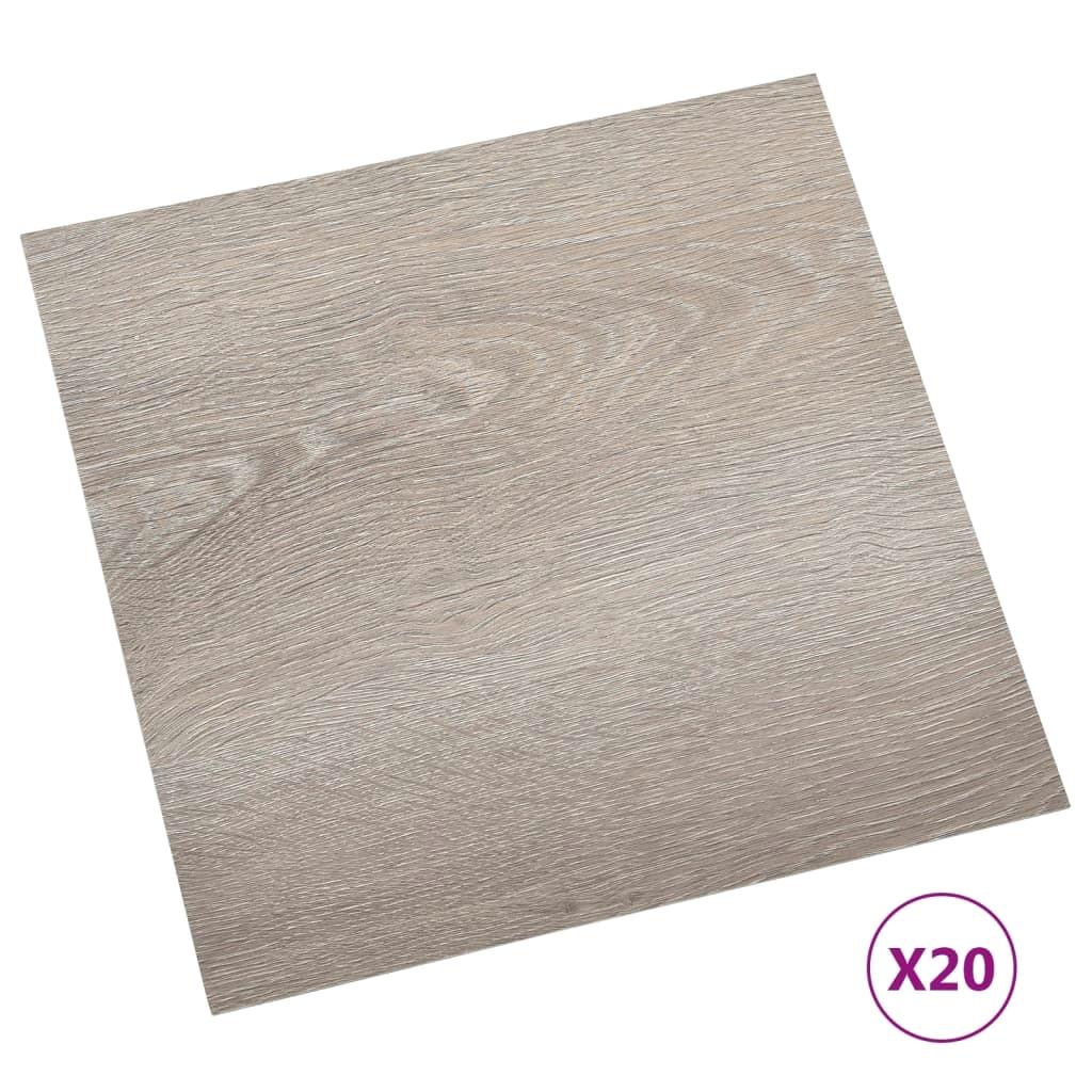 20 Pack Self-Adhesive PVC Flooring Planks - 1.86m² Taupe Tiles for Easy Installation