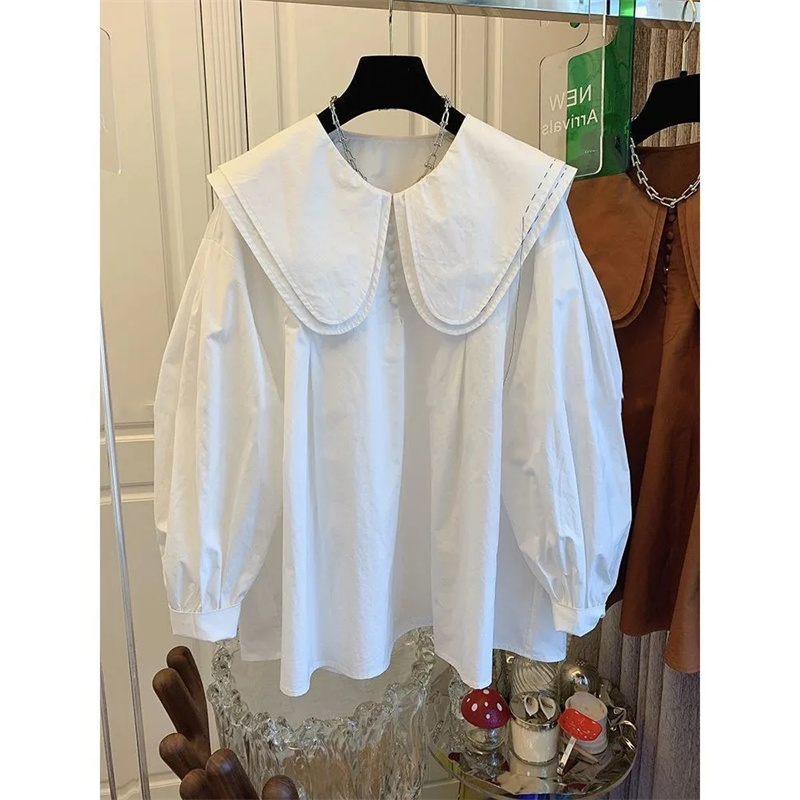 Retro ผู้หญิงหลวมแฟชั่น TOP Lady โคมไฟแขนเสื้อฤดูใบไม้ผลิฤดูใบไม้ร่วงหญิงตุ๊กตาเสื้อสเวตเตอร์ถักเสื้อ Coat