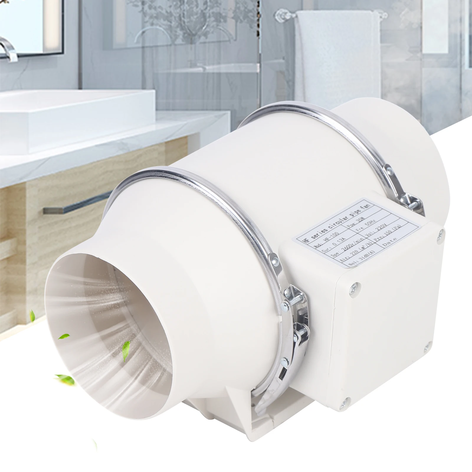 220 V, 35 W, 2600 U/min, Luftkanalventilator, Abluftventilator für Häuser, Küchen, Toiletten, Lagerhäuser usw
