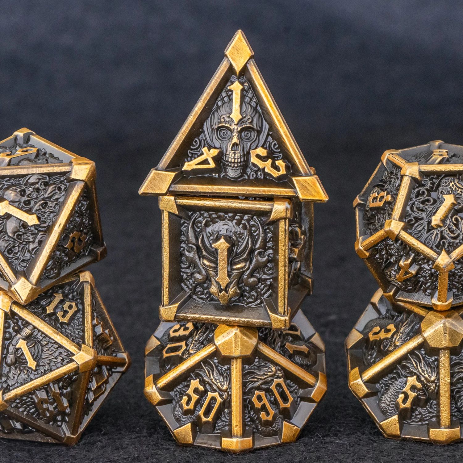 DnD Juego de dados de metal con calavera y dragón, dados de metal con borde afilado para mazmorras y dragones, dados poliédricos para juegos de mesa, dados de metal Dnd