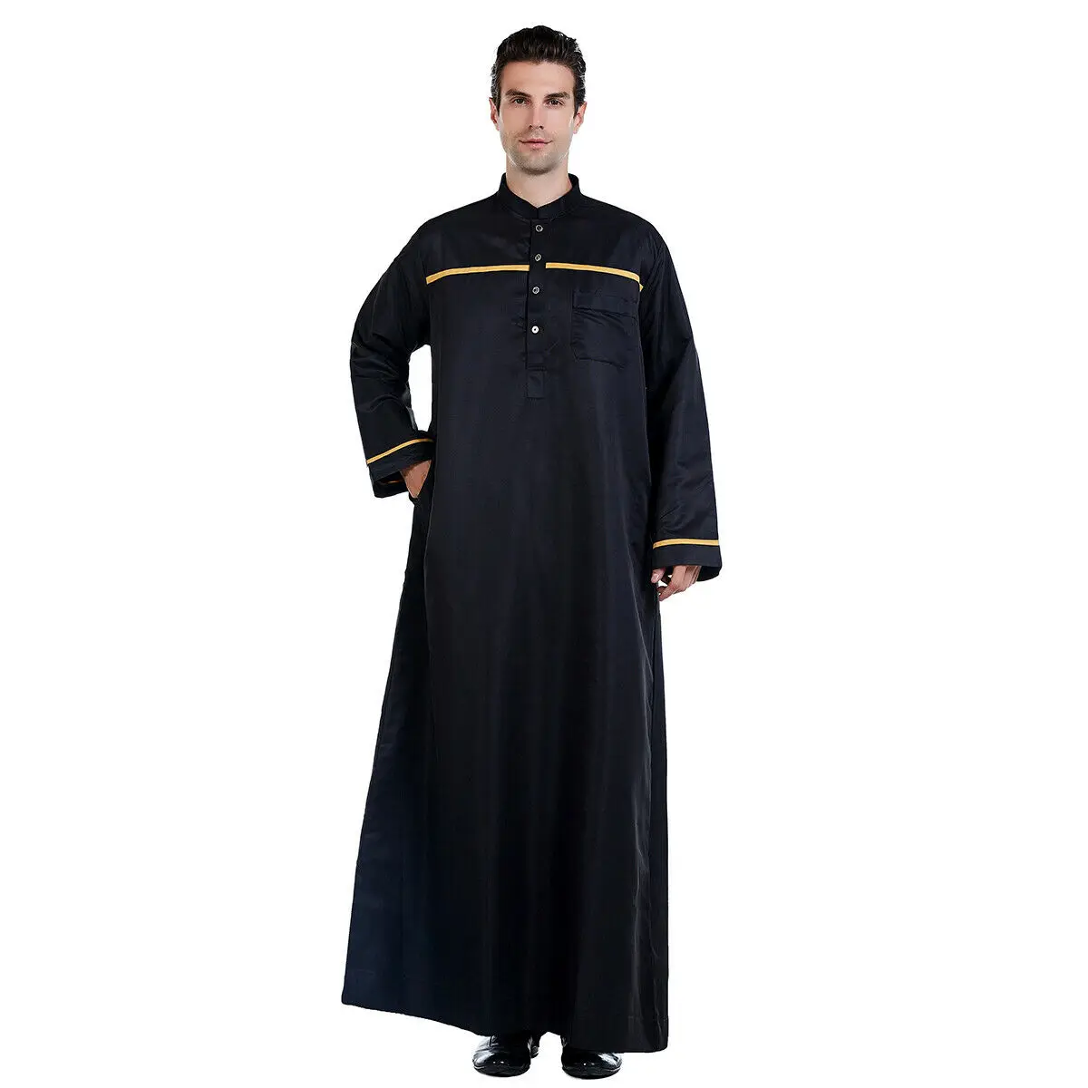Saudi Arabisch Männer Thobe Jubba Abaya Muslimische Kleidung Dubai Islamische Robe Kaftan Traditionelle Kleidung Langarm Kleid Eid Ramadan