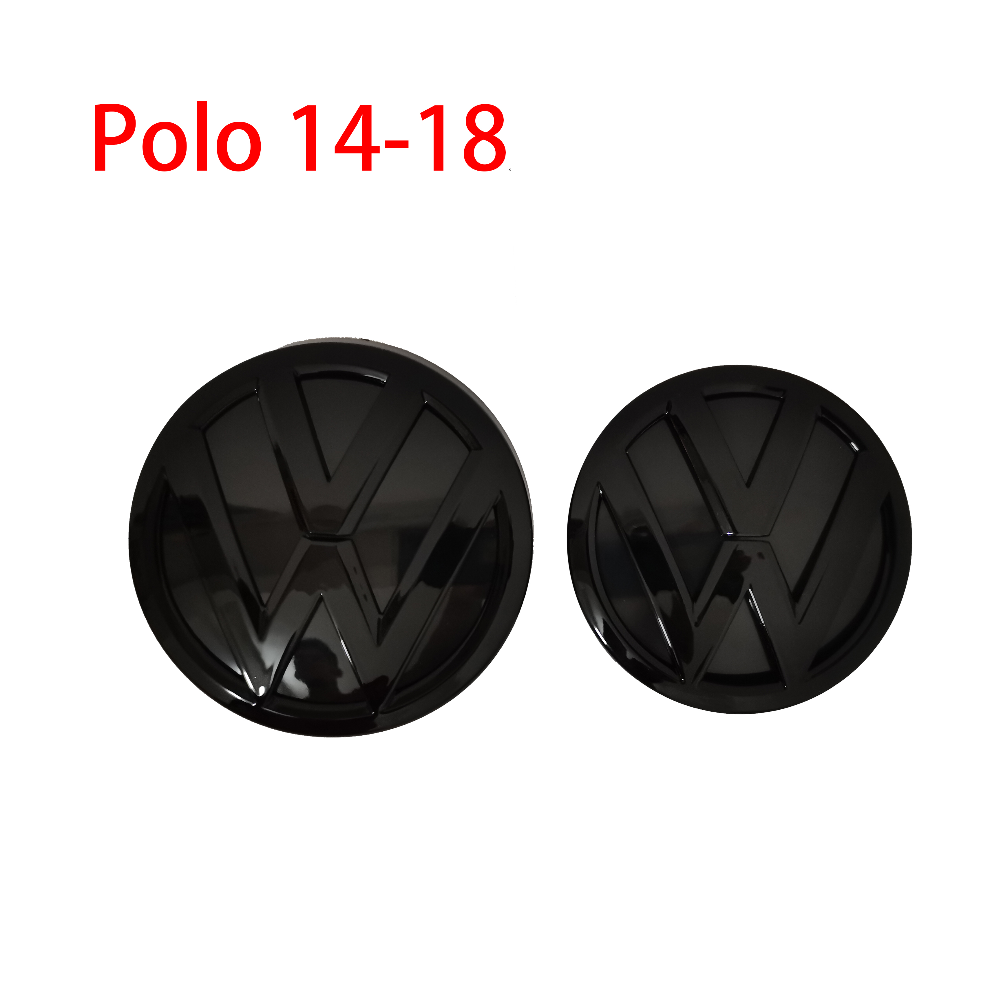 2PC 交換用グロスブラックフロントグリルバッジ + リアトランクリッドエンブレムロゴフォルクスワーゲンポロ 6R 6C 2006-2018