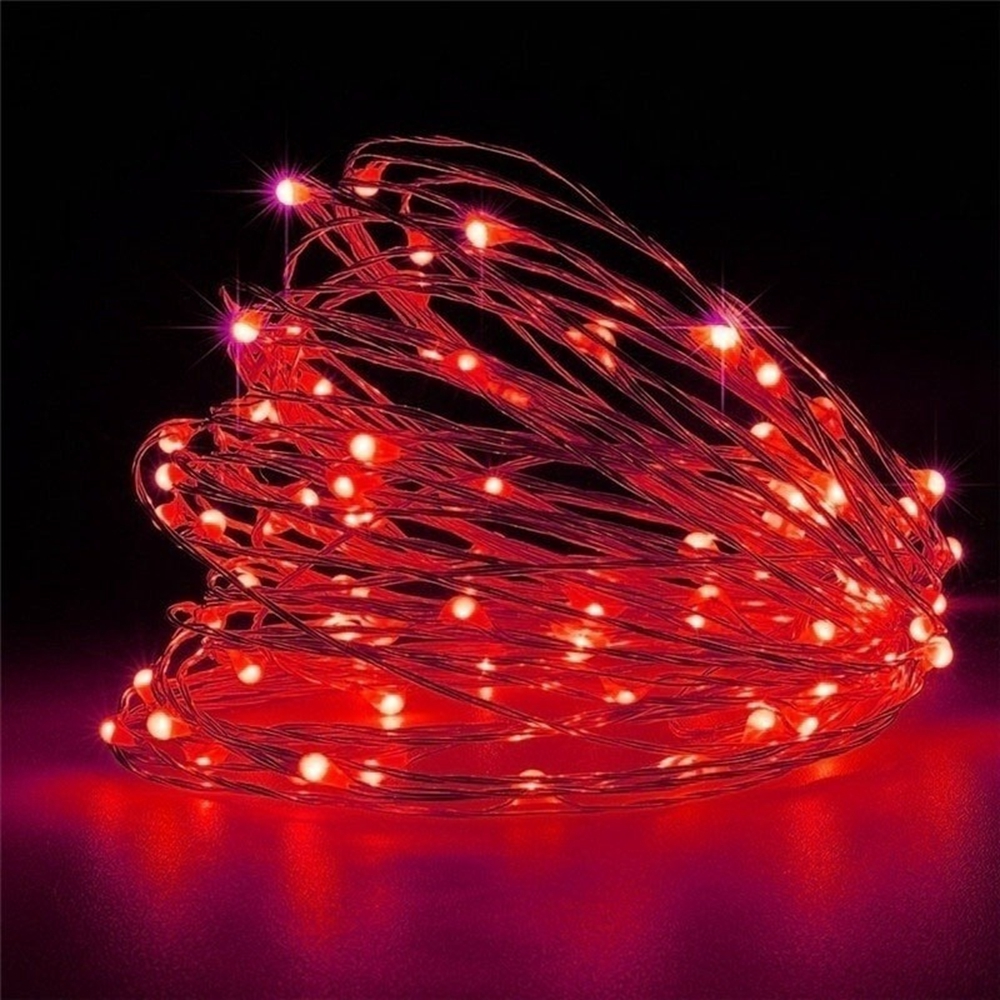 20m 200LED Fairy Light AA Battery Powered, Red Copper Wire Light, Suitable for Bedroom, Christmas, Party Decoration