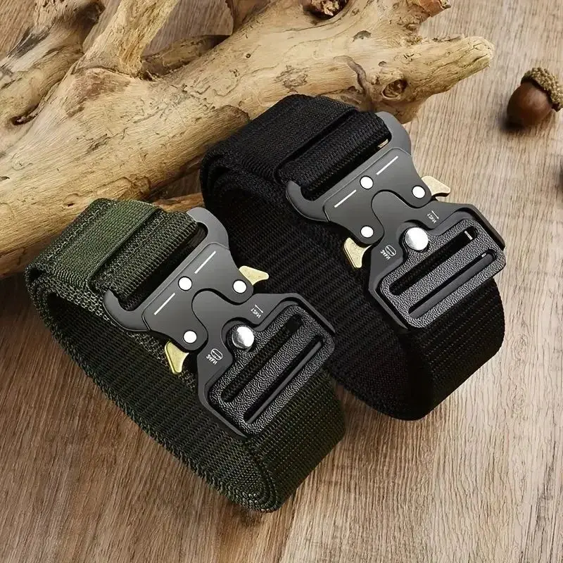 Cinturón de lona de alta calidad para hombre, cinturón multifuncional para exteriores, ropa deportiva diaria, pantalones vaqueros, cinturón táctico ajustable resistente ﻿