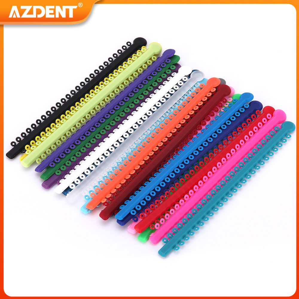 1000 unids/pack AZDENT Dental ortodoncia ligadura elástica bandas ligadura anillo 23 colores suministros de odontología