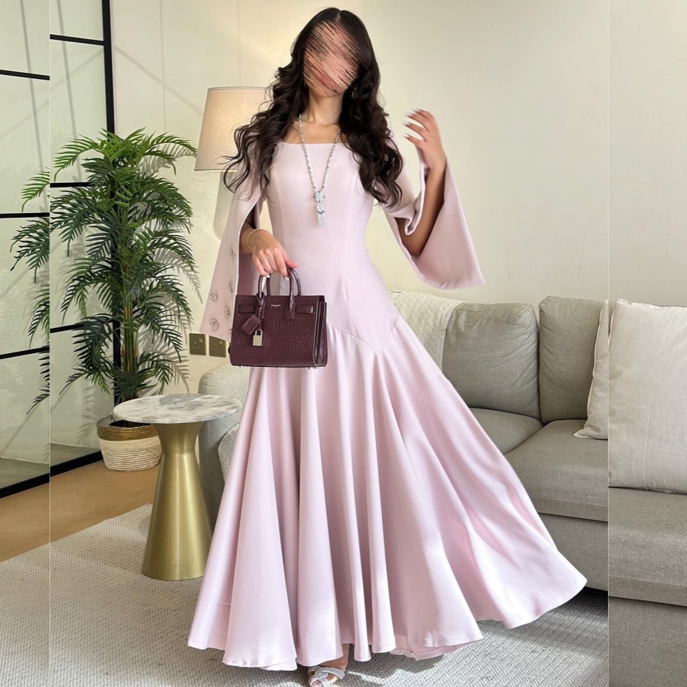 Personalizado exquisito Jersey clásico plisado drapeado Rhinestone A-line cuello cuadrado vestidos largos vestidos de ocasión a medida clásico