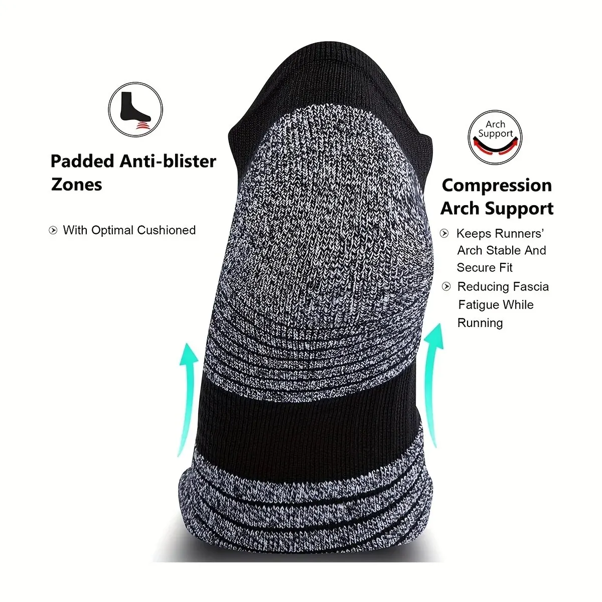 4 pares de calcetines invisibles atléticos transpirables informales que absorben la humedad para hombre calcetines a rayas con suela de cuello deportivo de alta calidad