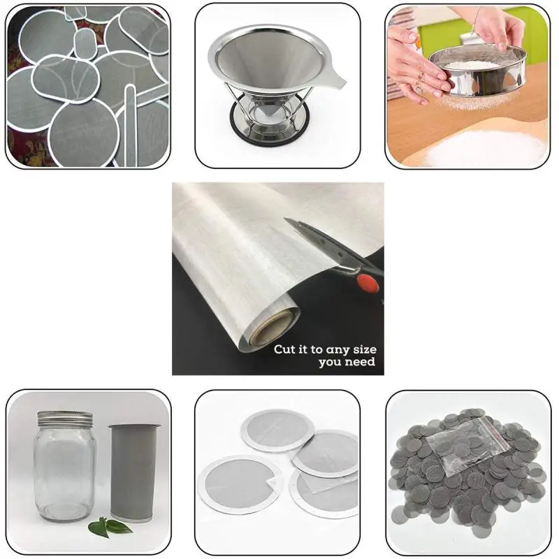 1 Chiếc 4-500mesh Chân Kính Lưới Thép Không Gỉ Sửa Lưới Lọc Lưới Chân Kính Thép Dệt Dây Lưới Lọc Inox