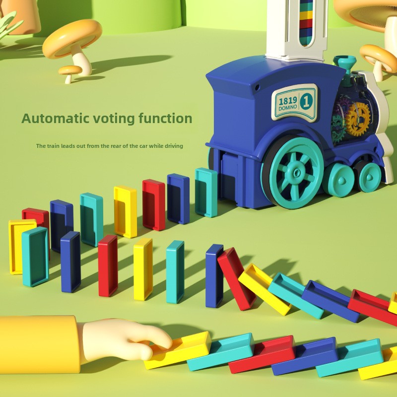 Domino Mini Train Fun Bloco de construção de colocação automática Carro de brinquedo de quebra-cabeça elétrico infantil