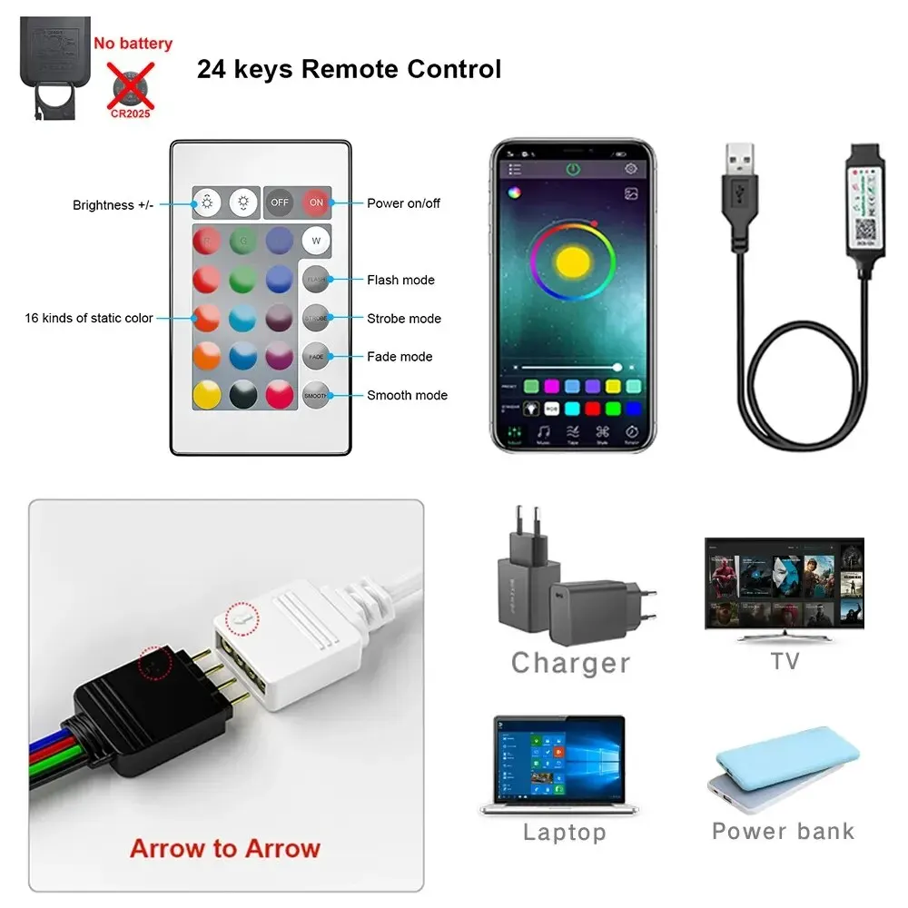 Klebeband Bluetooth USB LED Streifen Licht 5050 SMD 5V USB RGB Lichter Flexible LED Lampe Band Band RGB Selbstklebende TV Desktop Diode