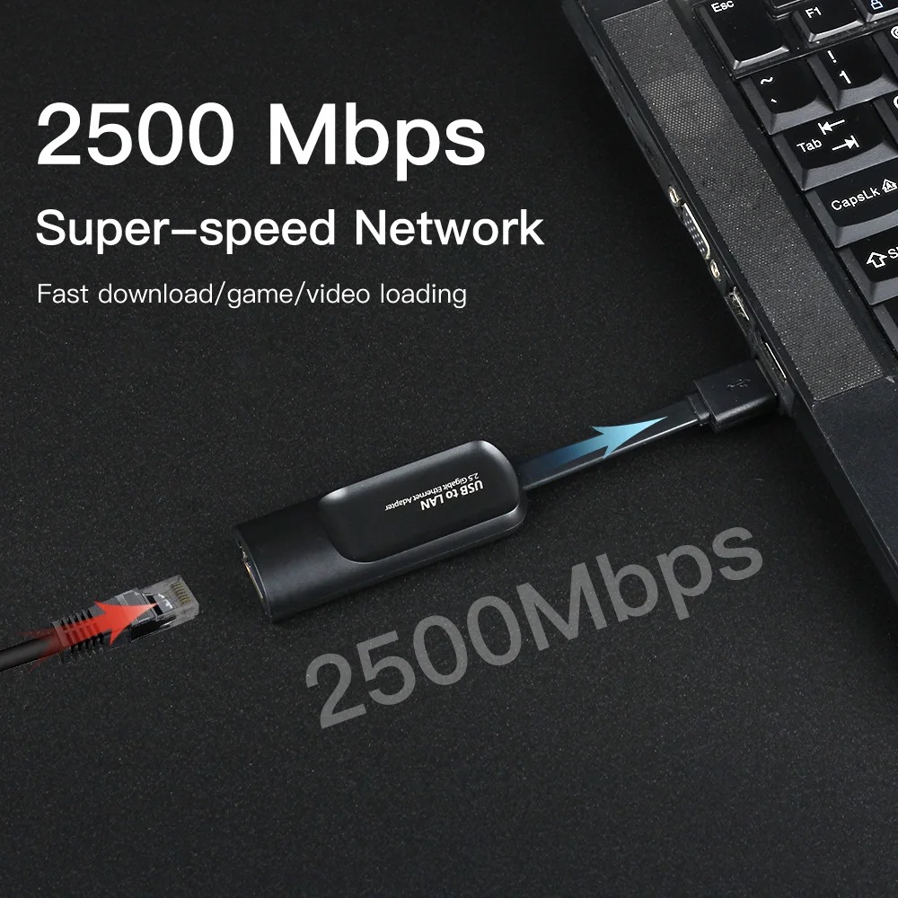 Adaptador Ethernet con cable USB USB3.0 2500Mbps tipo USB a tarjeta de red RJ45 Internet USB Lan para escritorios accesorios de ordenador portátil