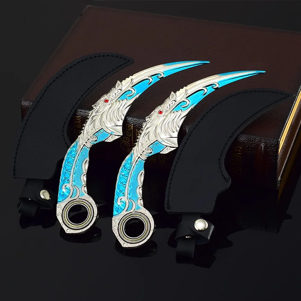 16 ซม.มังกร Karambit Rotatable Alloy CRAFT รุ่น Dark Moon Double Thorns Claw มีด Golden Dragon อาวุธการฝึกอบรมมีดของเล่นเด็ก