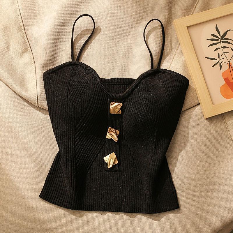 1-teiliges Sommer-Unterhemd im neuen gehobenen kleinen Parfüm-Stil, gestricktes Brust-Neckholder-Unterhemd, Unterhemd im äußeren Damen-Stil