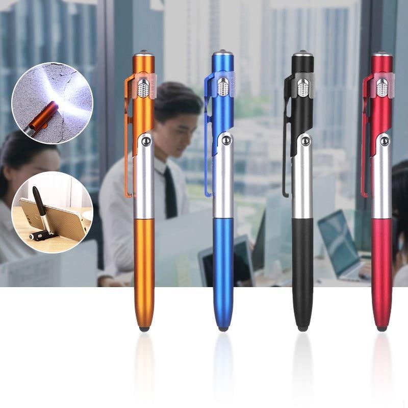 Multifunction Touch Pen Ballpoint Pens with LED Light Folding Stand for Phone Holder Night Reading Stationery Pen Office School