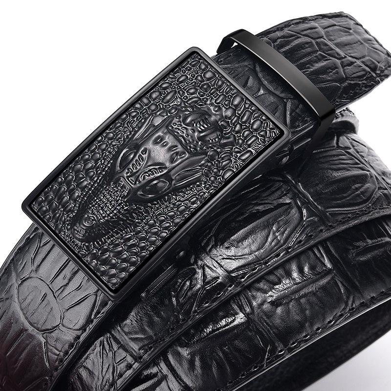 Cinturón de cuero genuino para hombre, cinturones masculinos de marca famosa de lujo de alta calidad, hebilla automática, correa con patrón de cocodrilo para hombre ZD2137