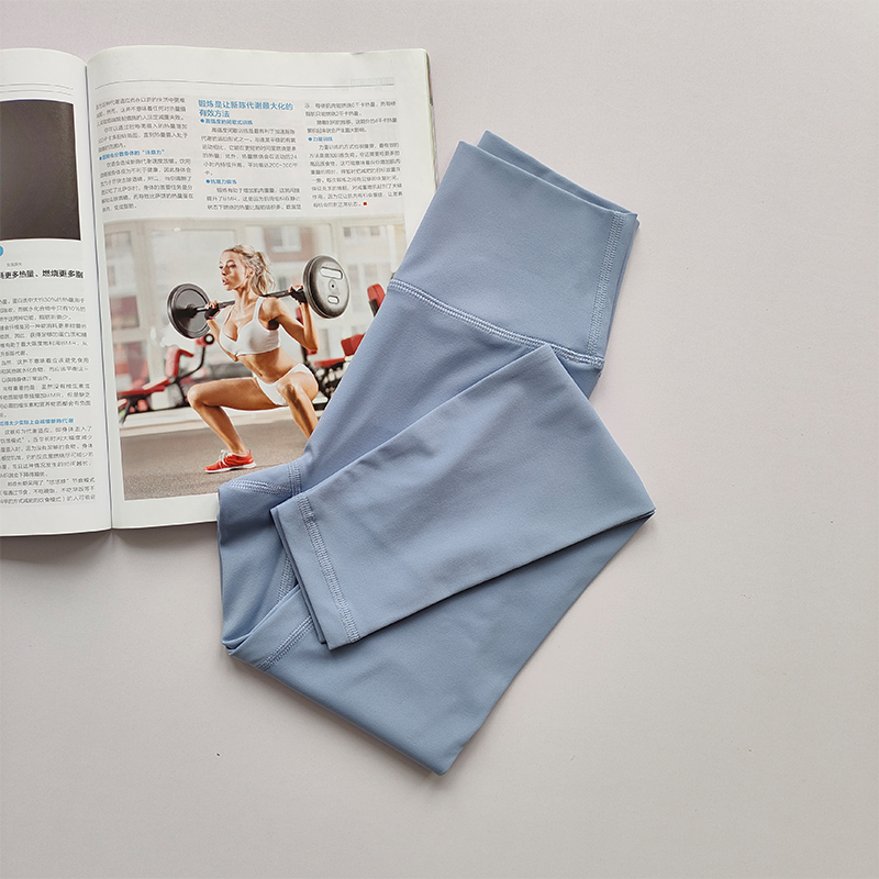 Pantalones de Yoga desnudos de cintura alta para mujer, mallas deportivas de secado rápido con ajuste ajustado para realzar la cadera, medias deportivas con parte inferior de hilo alto