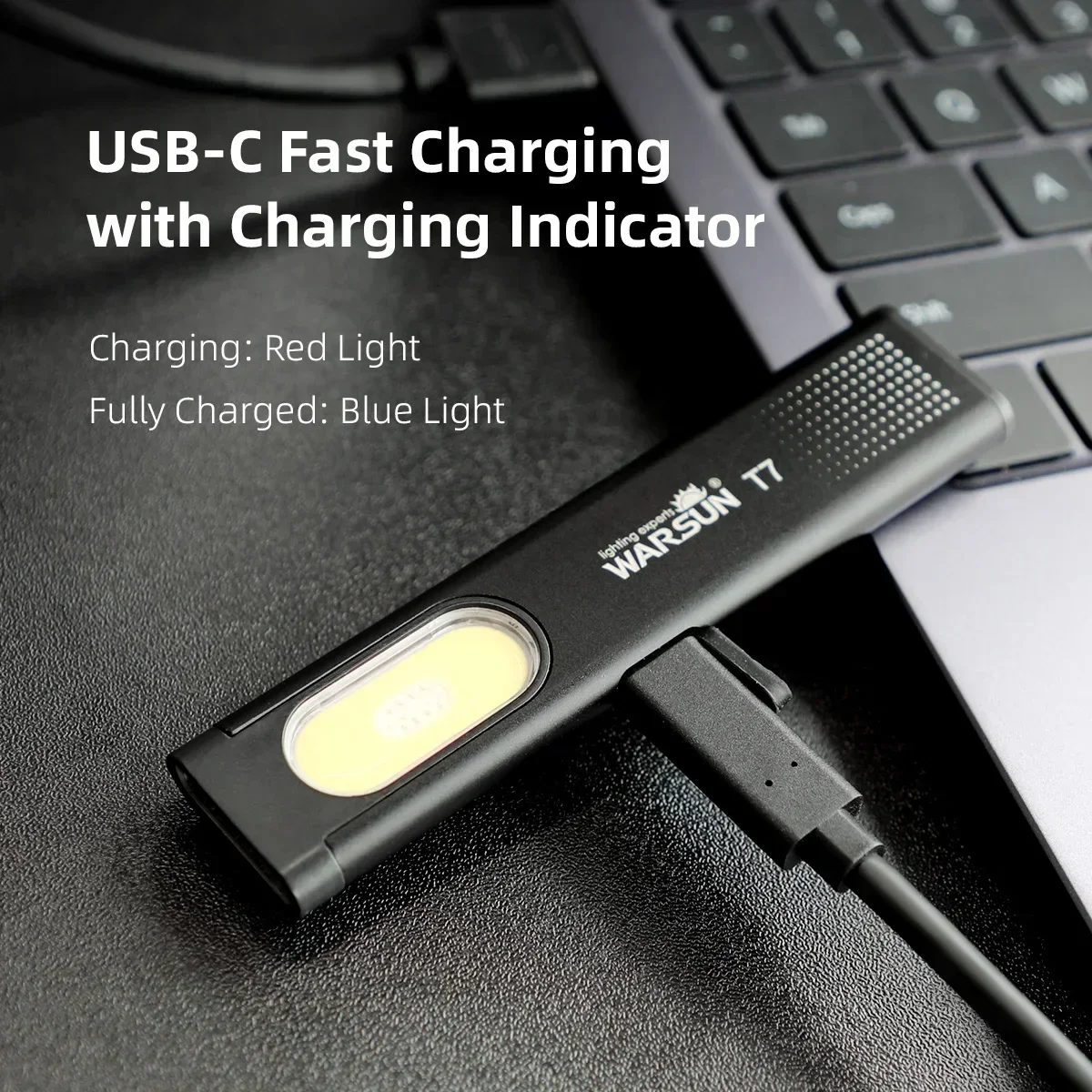 2025 New Warsun LED Keychain Flashlight USB-C Rechargeable Portable Mini Torch Light Pocket Lantern Flood Work Light With Magnet